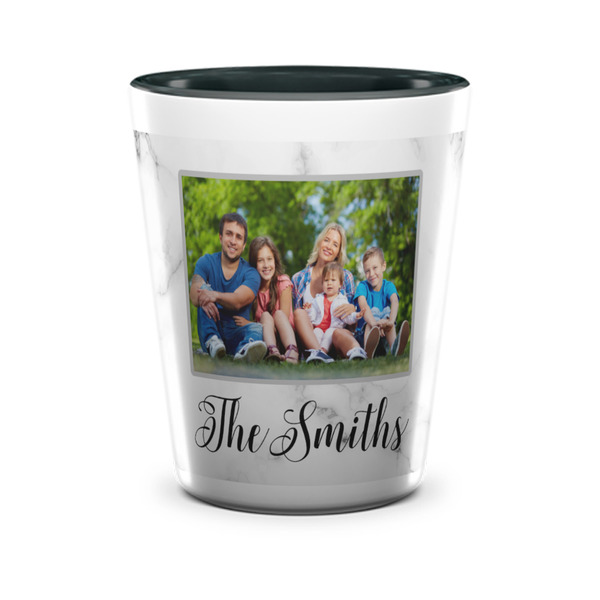Custom Family Photo and Name Ceramic Shot Glass - 1.5 oz - Two Tone - Set of 4