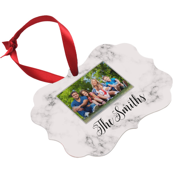 Family Photo and Name Christmas Ornament (Angle View)