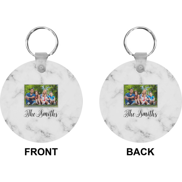 Family Photo and Name Circle Keychain (Front + Back)