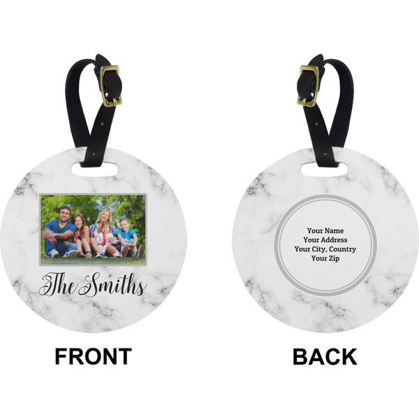 Family Photo and Name Circle Luggage Tag (Front + Back)