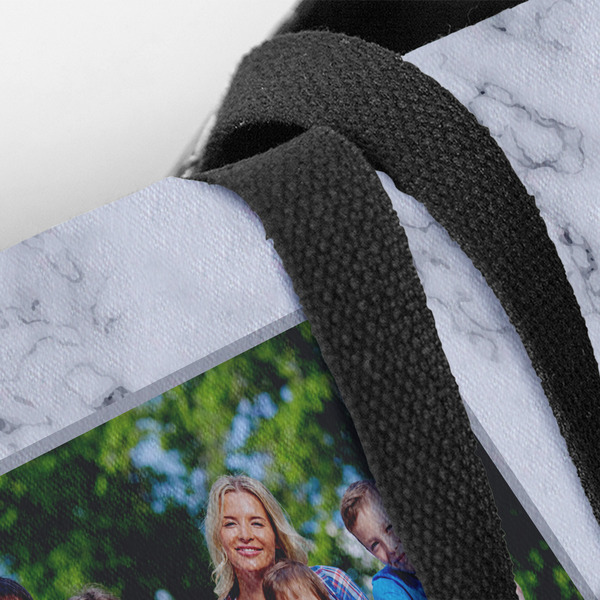 Family Photo and Name Closeup of Tote w/Black Handles