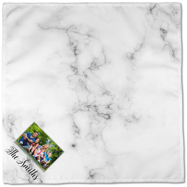 Family Photo and Name Cloth Napkins - Personalized Dinner (Full Open)