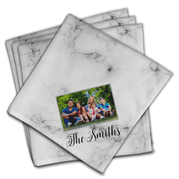 Family Photo and Name Cloth Napkins - Personalized Dinner (PARENT MAIN Set of 4)