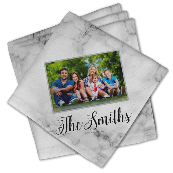 Family Photo and Name Cloth Napkins - Personalized Lunch (PARENT MAIN Set of 4)
