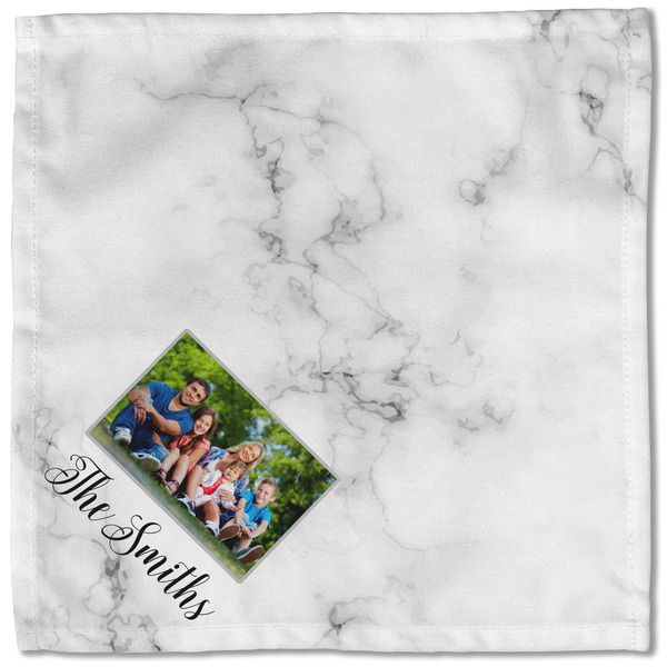Family Photo and Name Cloth Napkins - Personalized Lunch (Single Full Open)