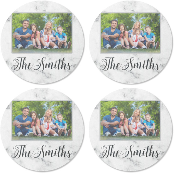 Family Photo and Name Coaster Round Rubber Back - Apvl