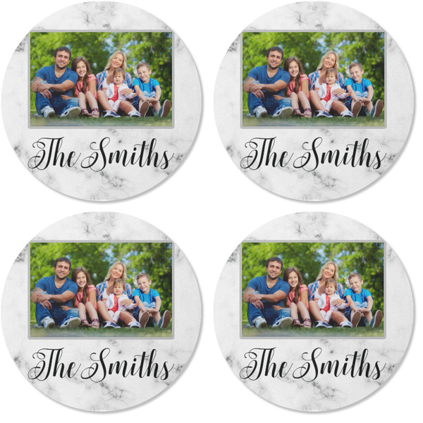Family Photo and Name Coaster Round Rubber Back - Apvl