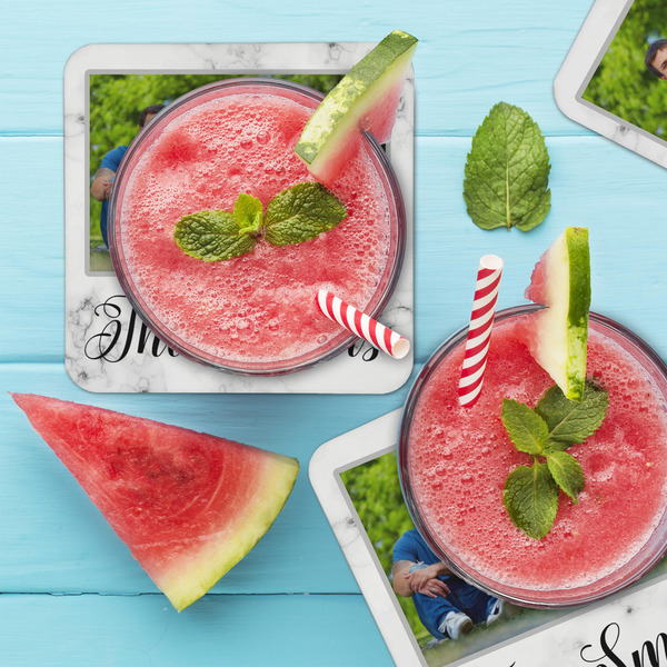 Family Photo and Name Coaster Set - LIFESTYLE