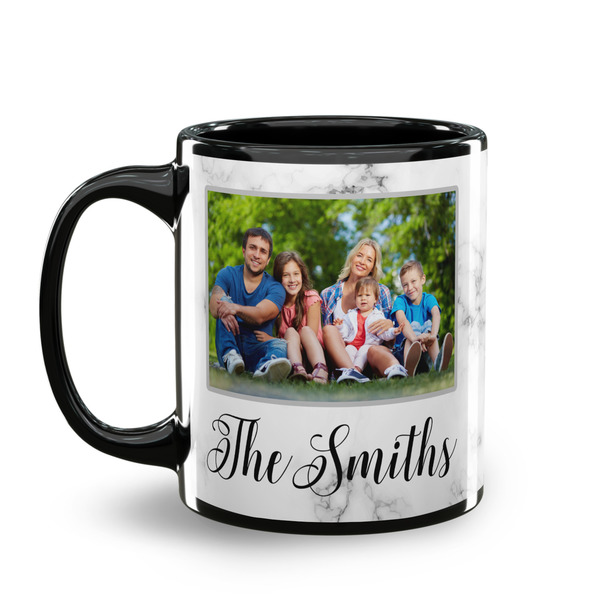 Family Photo and Name Coffee Mug - 11 oz - Black