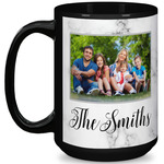 Family Photo and Name 15 oz Coffee Mug - Black