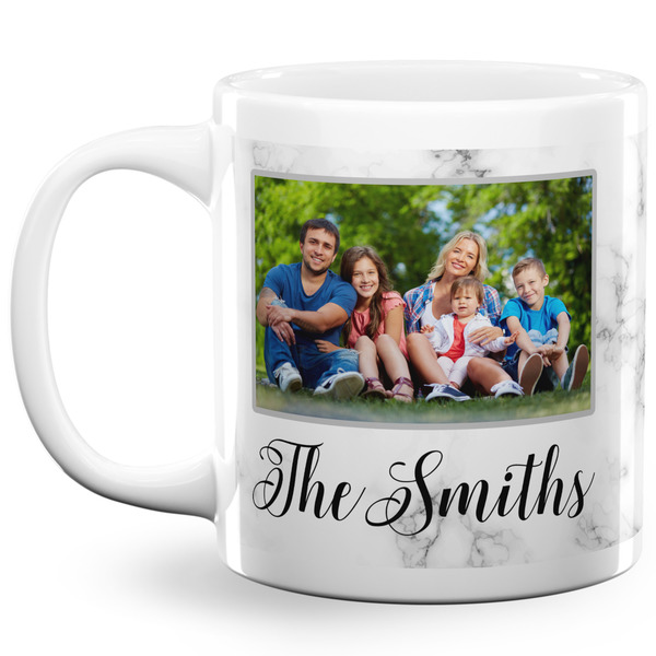 Custom Family Photo and Name 20 oz Coffee Mug - White
