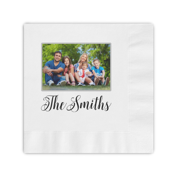Custom Family Photo and Name Coined Cocktail Napkins