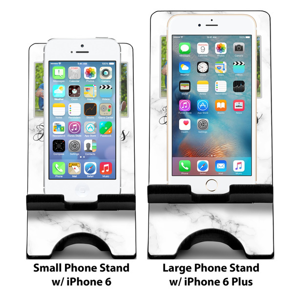 Family Photo and Name Compare Phone Stand Sizes - with iPhones