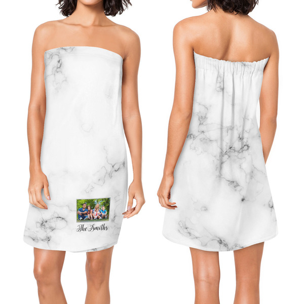 Family Photo and Name Custom Bath Wrap - Front & Back View