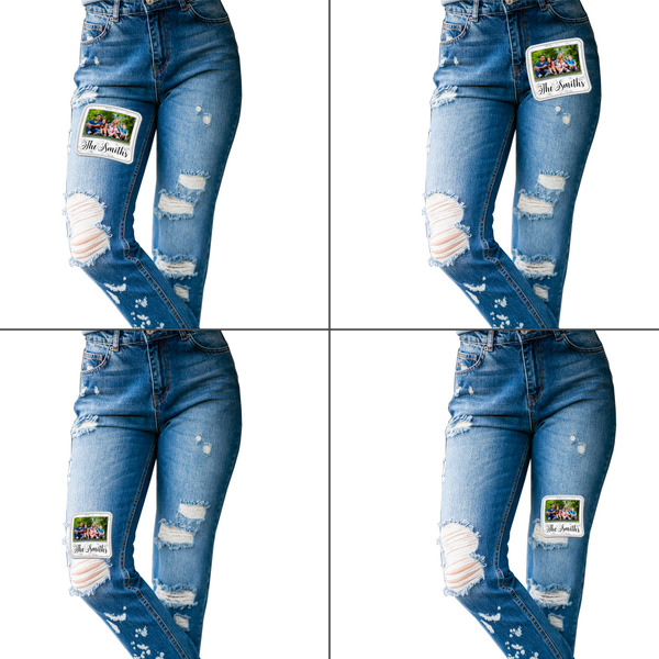 Family Photo and Name Custom Shape Iron On Patches - L - Set of 4 - Approval