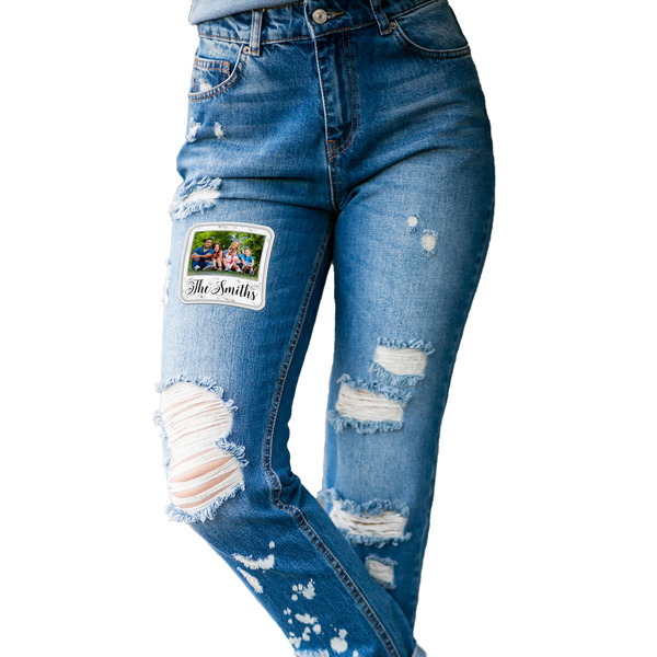 Family Photo and Name Custom Shape Iron On Patches - L - Single - Approval