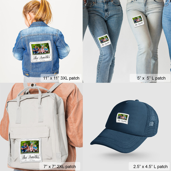 Family Photo and Name Custom Shape Iron On Patches - Lifestyle