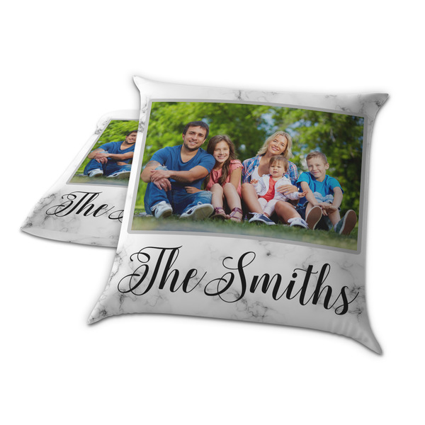 Family Photo and Name Decorative Pillow Case - TWO
