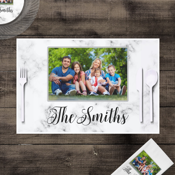 Family Photo and Name Disposable Paper Placemat - In Context