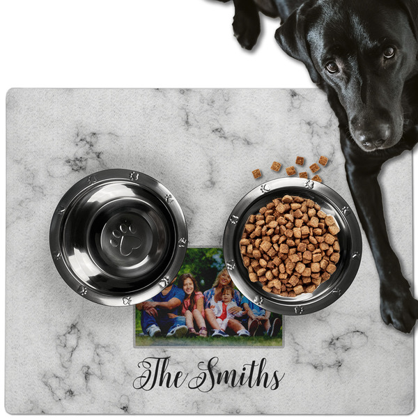 Custom Family Photo and Name Dog Food Mat - Large