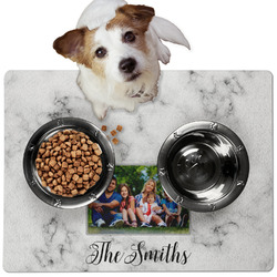 Family Photo and Name Dog Food Mat - Medium