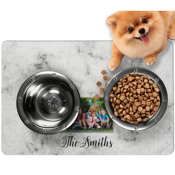 Custom Family Photo and Name Dog Food Mat - Small