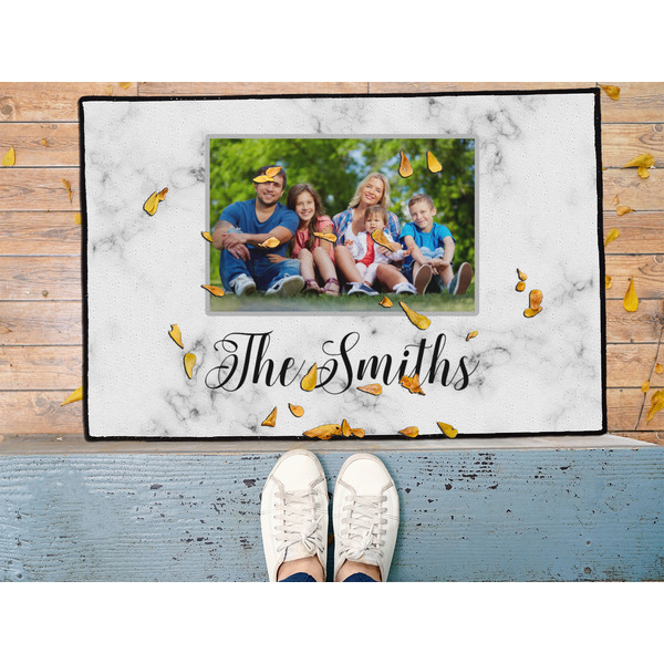Family Photo and Name Door Mat - 36"x24" - Lifestyle