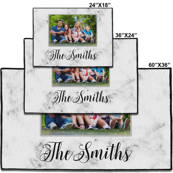 Family Photo and Name Door Mats - Size Comparison