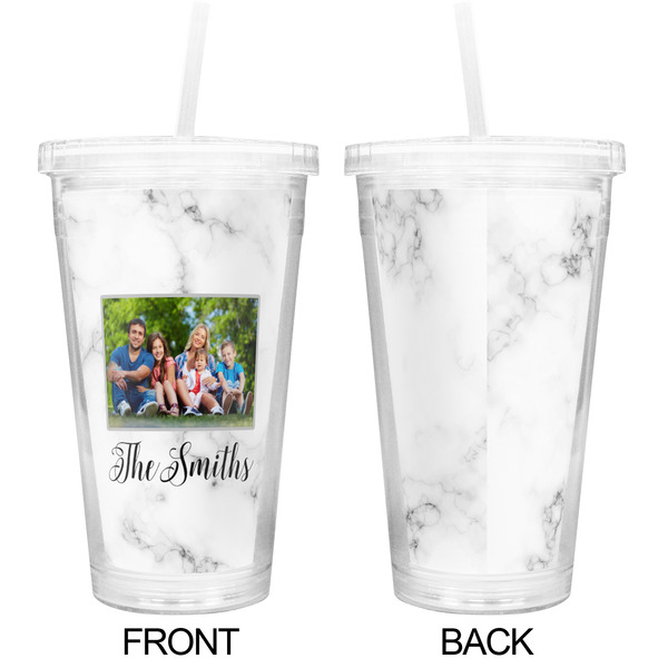 Family Photo and Name Double Wall Tumbler with Straw - Approval