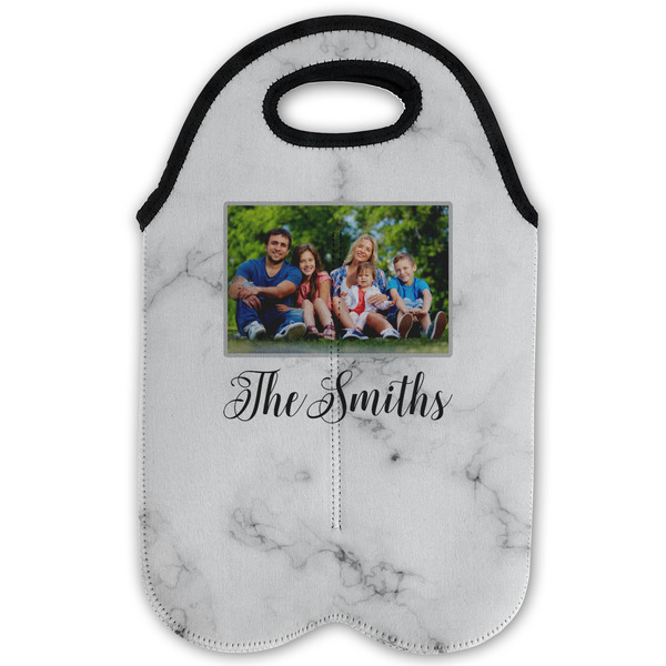 Family Photo and Name Double Wine Tote - Flat