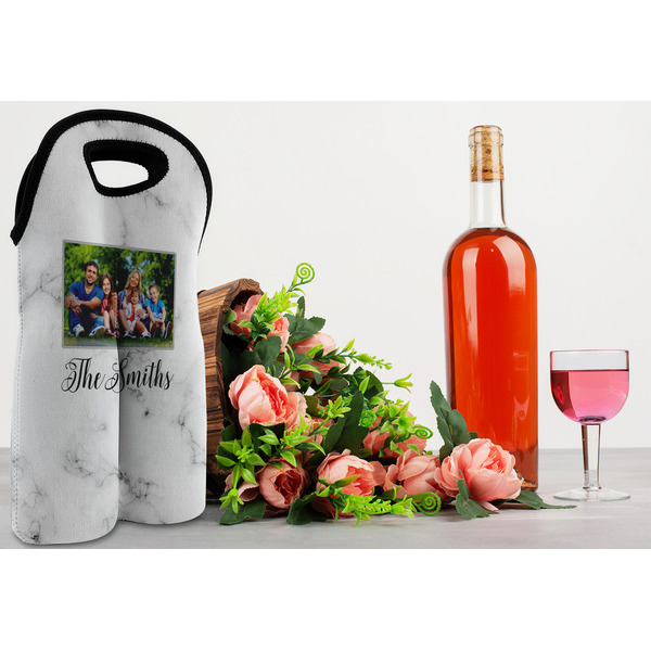 Family Photo and Name Double Wine Tote - In Context