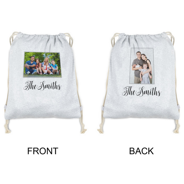 Family Photo and Name Drawstring Backpacks - Sweatshirt Fleece - Double Sided - APPROVAL