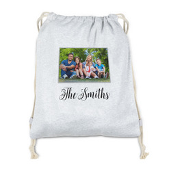 Family Photo and Name Drawstring Backpack - Sweatshirt Fleece