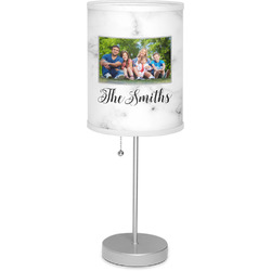 Family Photo and Name 7" Drum Lamp with Shade Linen