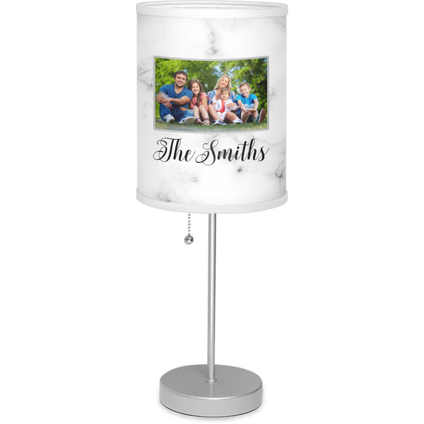 Custom Family Photo and Name 7" Drum Lamp with Shade Linen