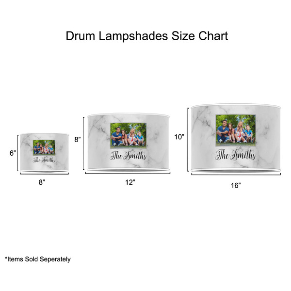 Family Photo and Name Drum Lampshades - Sizing Chart