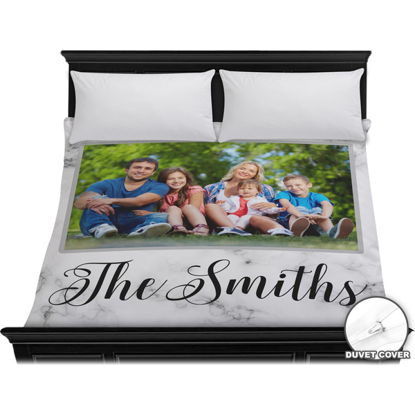 Custom Family Photo and Name Duvet Cover - King