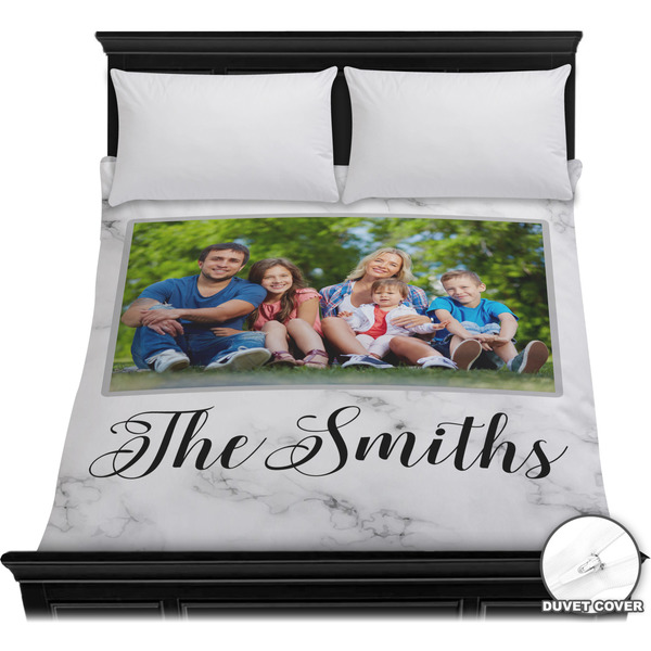 Custom Family Photo and Name Duvet Cover - Full / Queen
