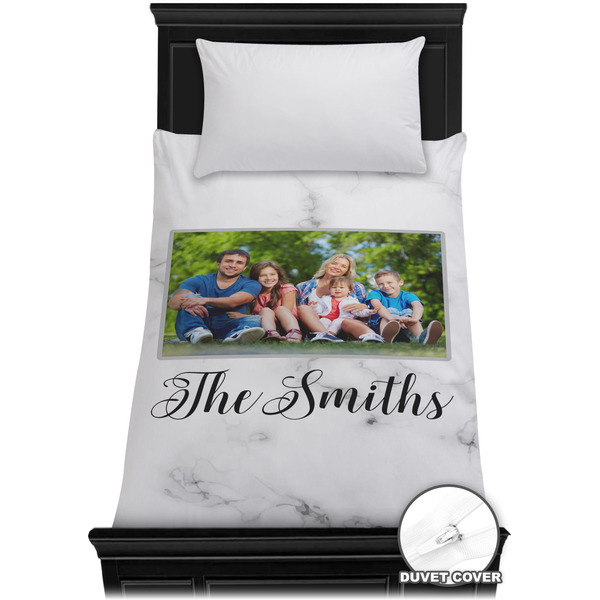 Custom Family Photo and Name Duvet Cover - Twin