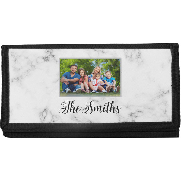 Custom Family Photo and Name Canvas Checkbook Cover