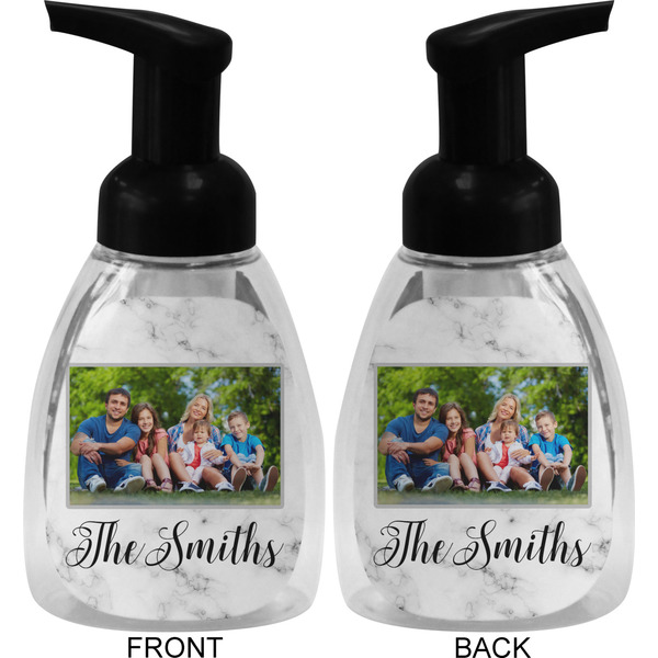 Family Photo and Name Foam Soap Bottle - Black - Front & Back