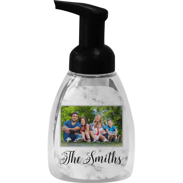 Family Photo and Name Foam Soap Bottle - Black - Front