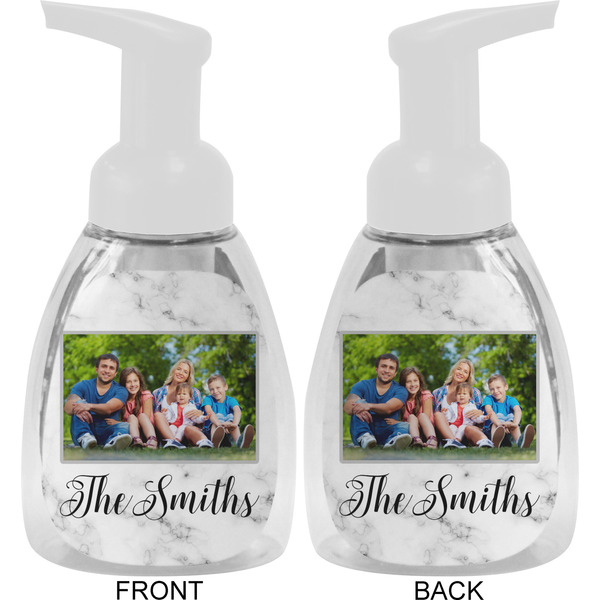 Family Photo and Name Foam Soap Bottle - White - Front & Back