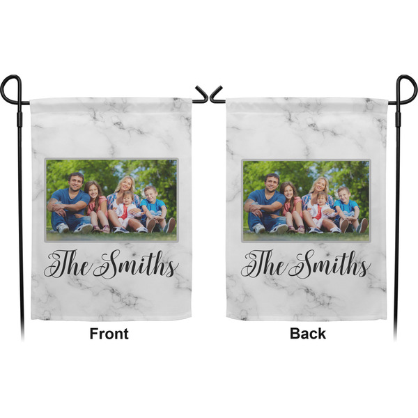 Family Photo and Name Garden Flag - Double Sided Front and Back
