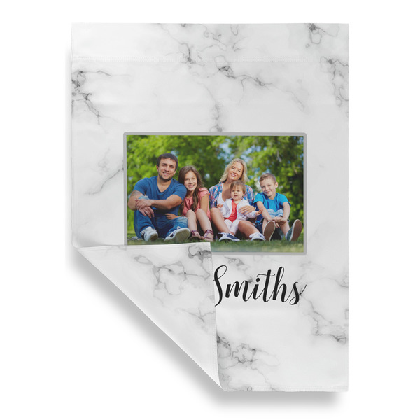 Family Photo and Name Garden Flags - Large - Double Sided - FRONT FOLDED