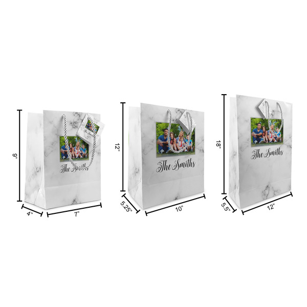 Family Photo and Name Gift Bags - All Sizes - Dimensions