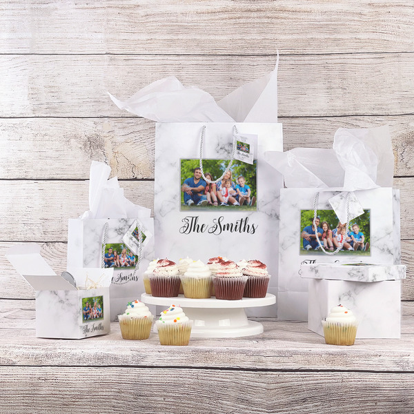 Family Photo and Name Gift Bags - In Context