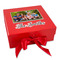 Family Photo and Name Gift Boxes with Magnetic Lid - Red - Front
