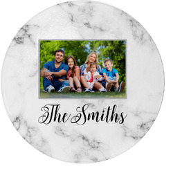 Family Photo and Name Round Glass Cutting Board
