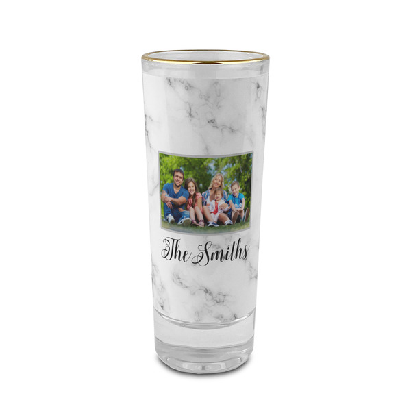 Custom Family Photo and Name 2 oz Shot Glass - Glass with Gold Rim - Set of 4